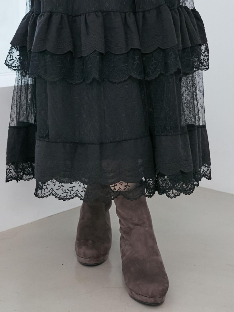 マジェスティックレゴン MAJESTIC LEGON フカフカヒールストレッチブーツ （ブラック） ブラック