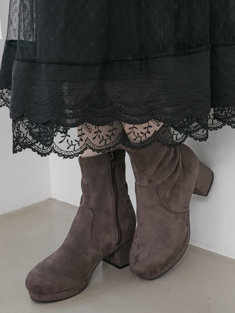 マジェスティックレゴン MAJESTIC LEGON フカフカヒールストレッチブーツ （ブラック） ブラック