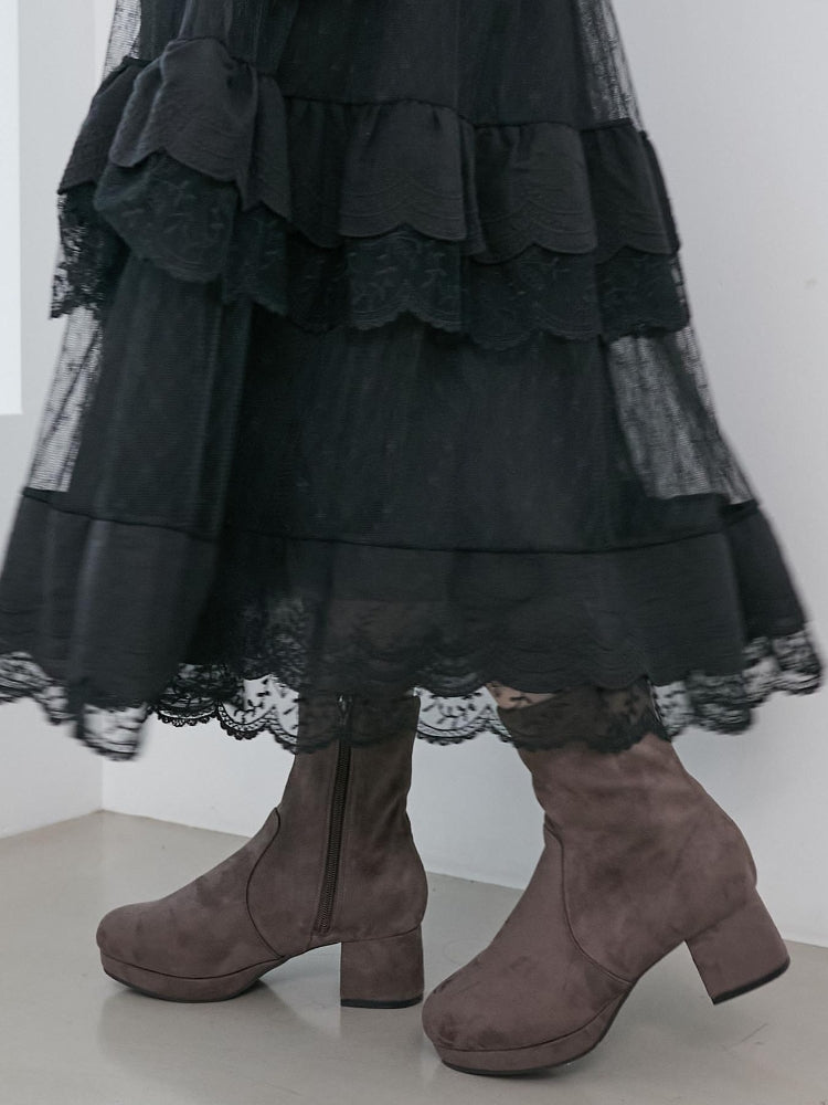 マジェスティックレゴン MAJESTIC LEGON フカフカヒールストレッチブーツ （ブラック） ブラック