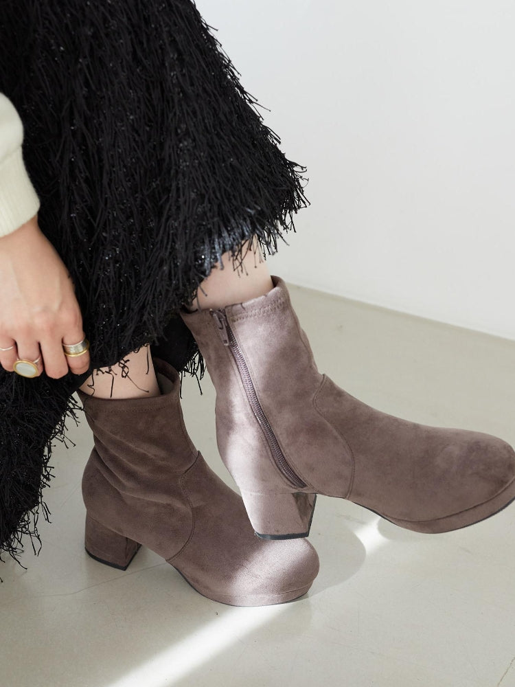 マジェスティックレゴン MAJESTIC LEGON フカフカヒールストレッチブーツ （ブラック） ブラック