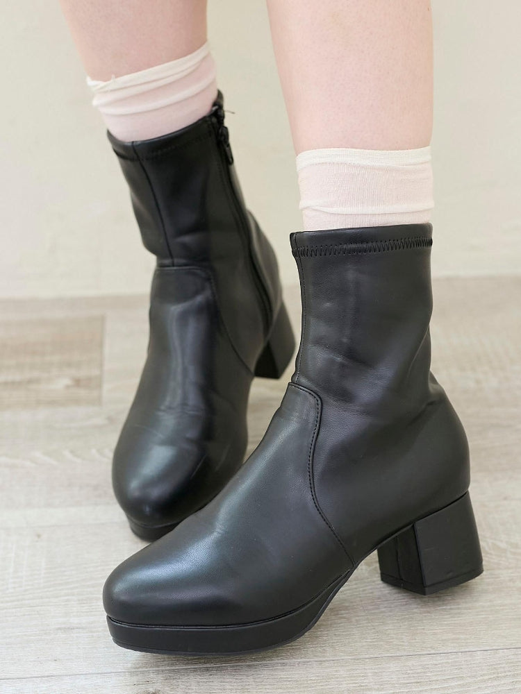 マジェスティックレゴン MAJESTIC LEGON フカフカヒールストレッチブーツ （ブラック） ブラック