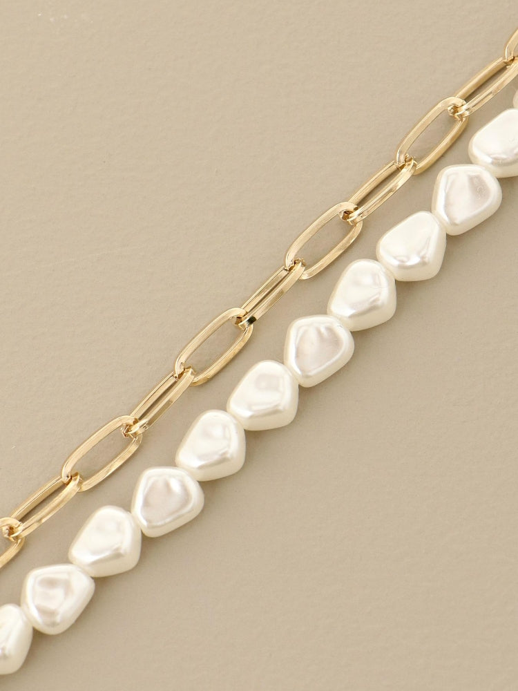 MAJESTIC LEGON 珍珠×鏈條項鍊