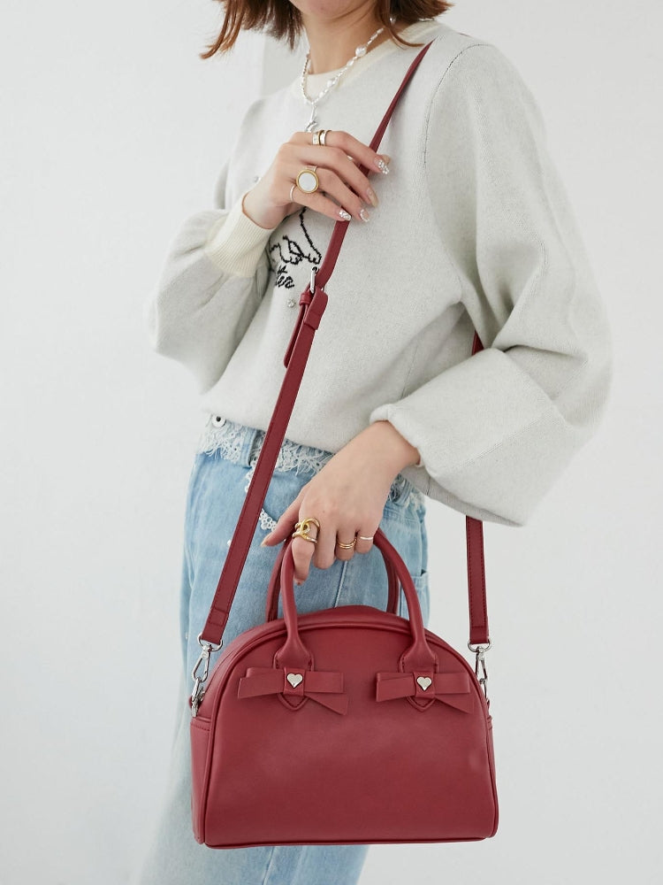 マジェスティックレゴン MAJESTIC LEGON ハートリボンミニボストン （レッド） レッド