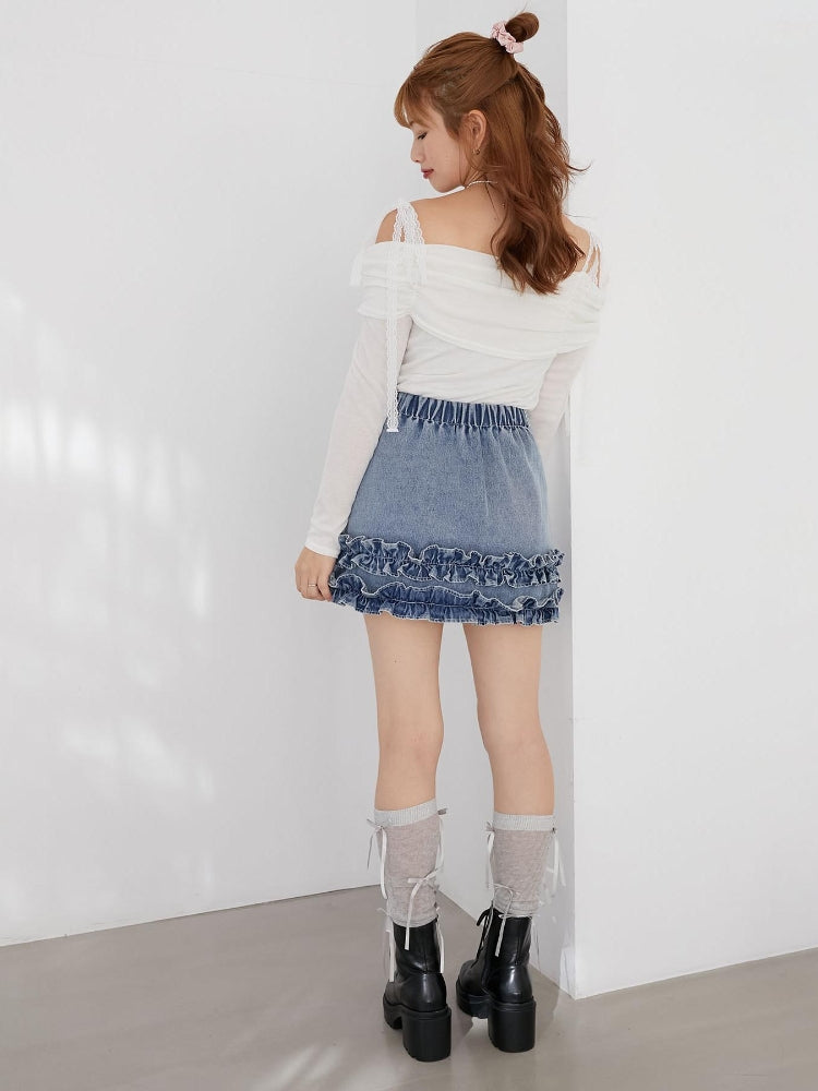 マジェスティックレゴン MAJESTIC LEGON レースリボン2wayオフショルトップス （ホワイト） ホワイト