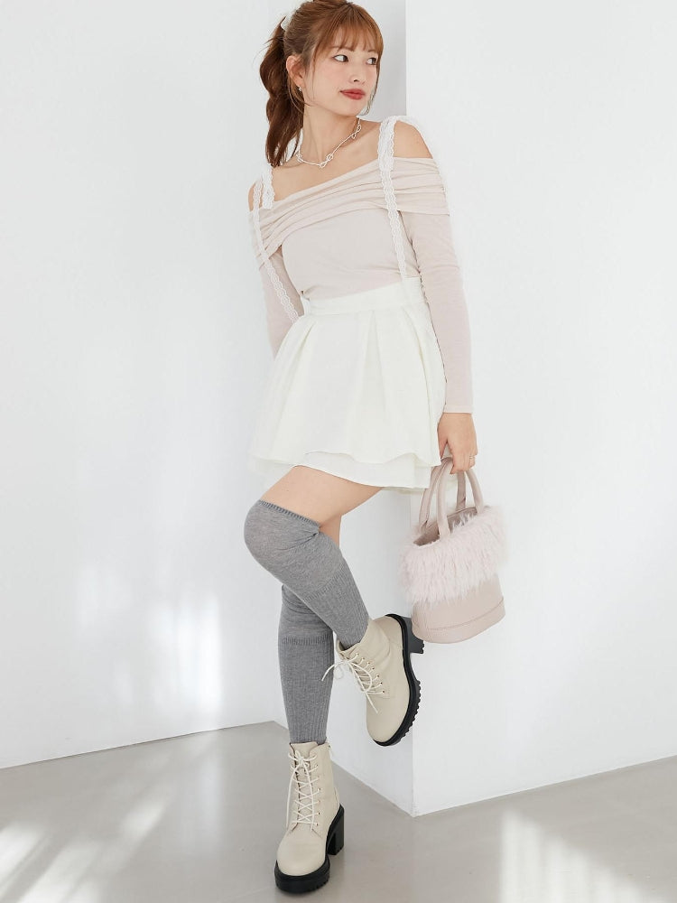 マジェスティックレゴン MAJESTIC LEGON レースリボン2wayオフショルトップス （ホワイト） ホワイト