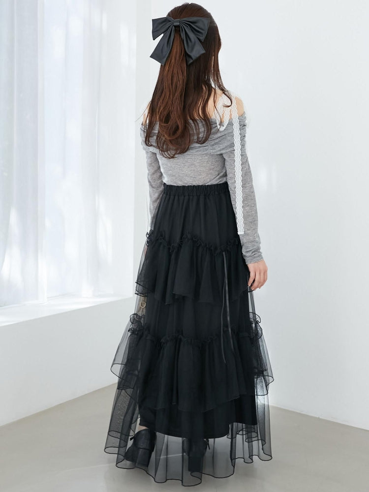 マジェスティックレゴン MAJESTIC LEGON レースリボン2wayオフショルトップス （ホワイト） ホワイト