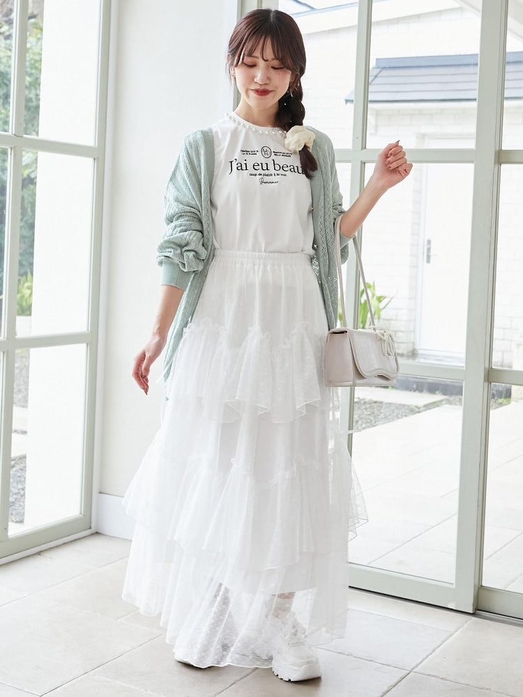 マジェスティックレゴン MAJESTIC LEGON チュールギャザーティアードスカート （ホワイト） ホワイト