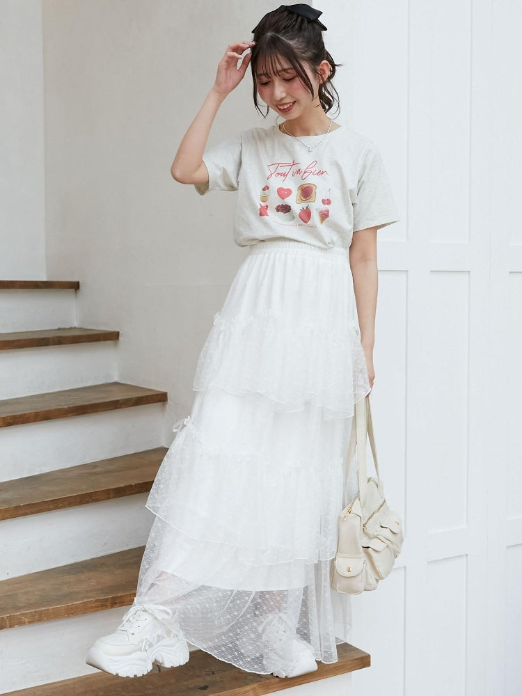 マジェスティックレゴン MAJESTIC LEGON チュールギャザーティアードスカート （ホワイト） ホワイト