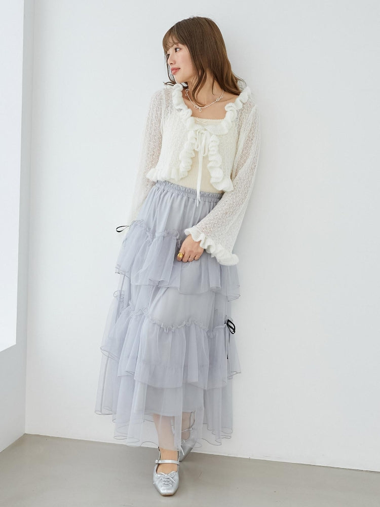 マジェスティックレゴン MAJESTIC LEGON フリルカーデ×リボンインナーセット （グレー） グレー