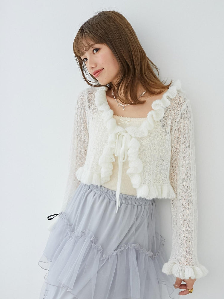 マジェスティックレゴン MAJESTIC LEGON フリルカーデ×リボンインナーセット （グレー） グレー