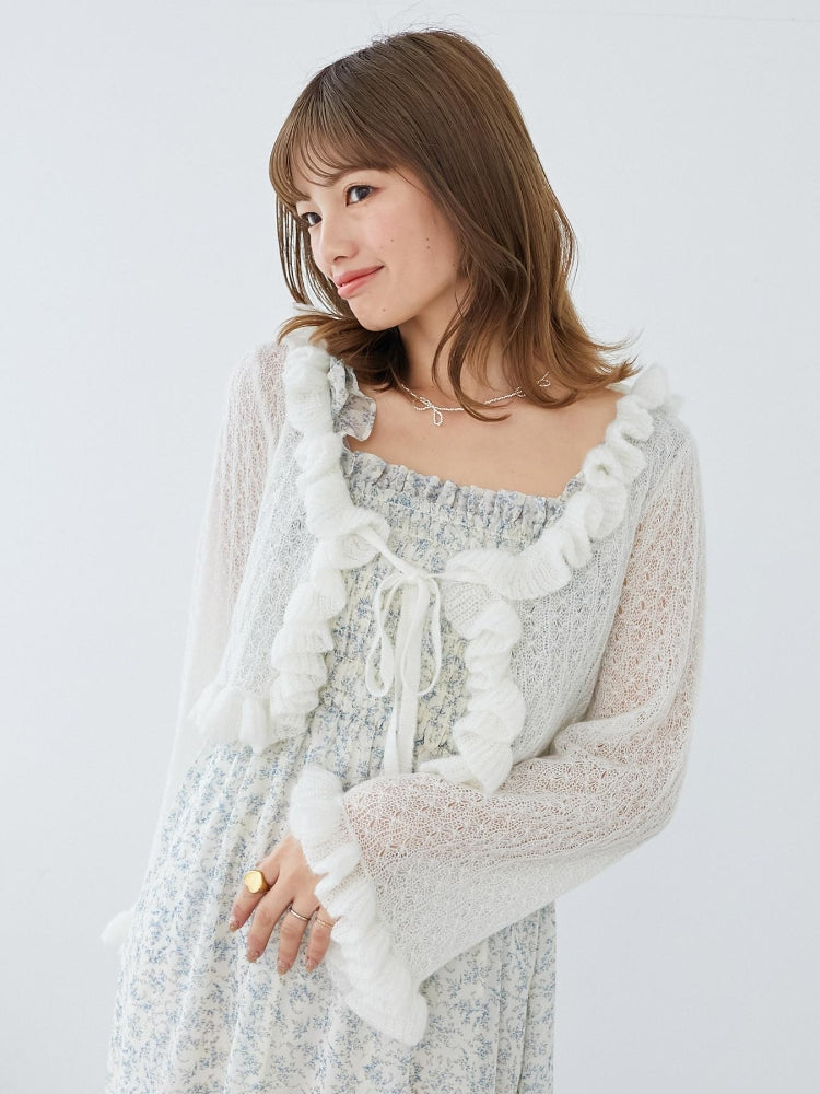 マジェスティックレゴン MAJESTIC LEGON フリルカーデ×リボンインナーセット （グレー） グレー