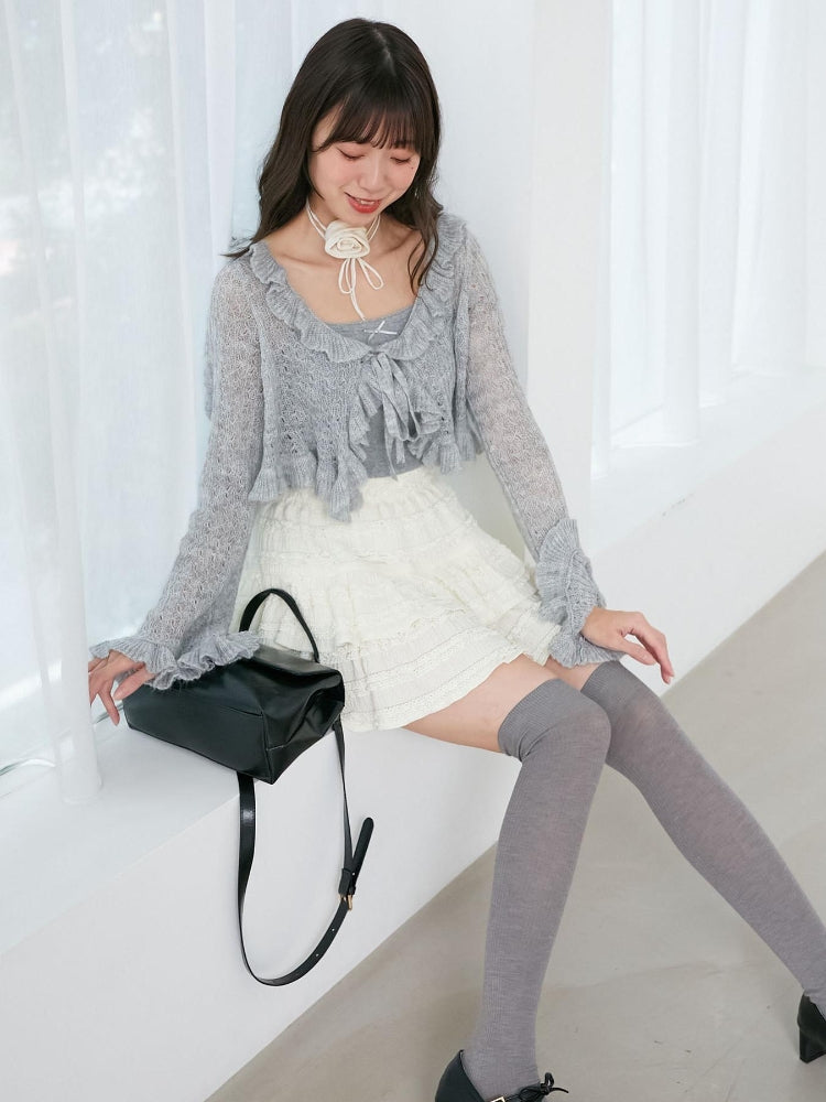 マジェスティックレゴン MAJESTIC LEGON フリルカーデ×リボンインナーセット （グレー） グレー