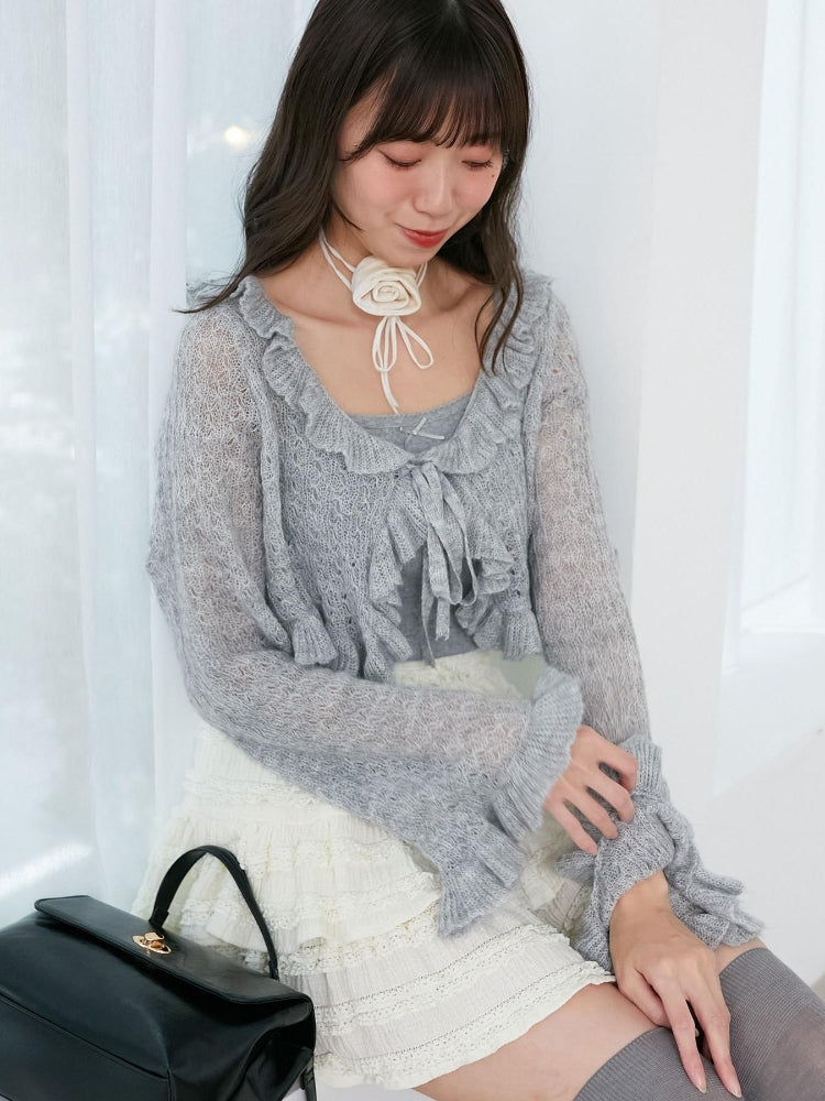 マジェスティックレゴン MAJESTIC LEGON フリルカーデ×リボンインナーセット （グレー） グレー