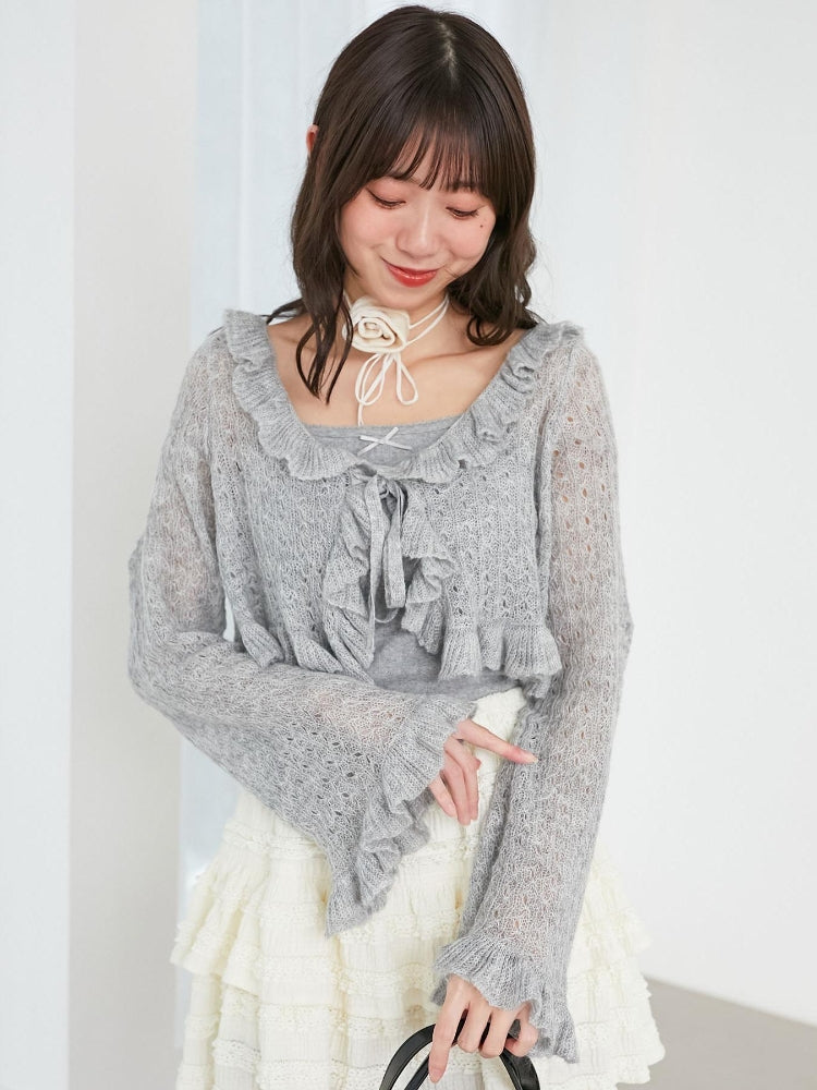 マジェスティックレゴン MAJESTIC LEGON フリルカーデ×リボンインナーセット （グレー） グレー