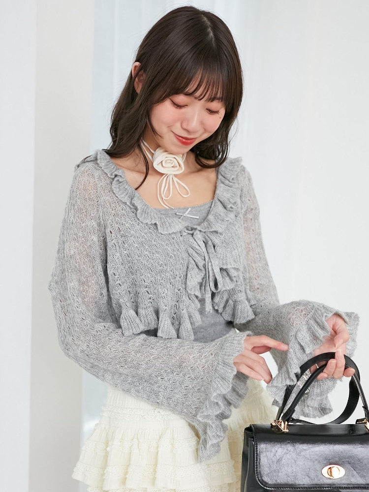 マジェスティックレゴン MAJESTIC LEGON フリルカーデ×リボンインナーセット （グレー） グレー