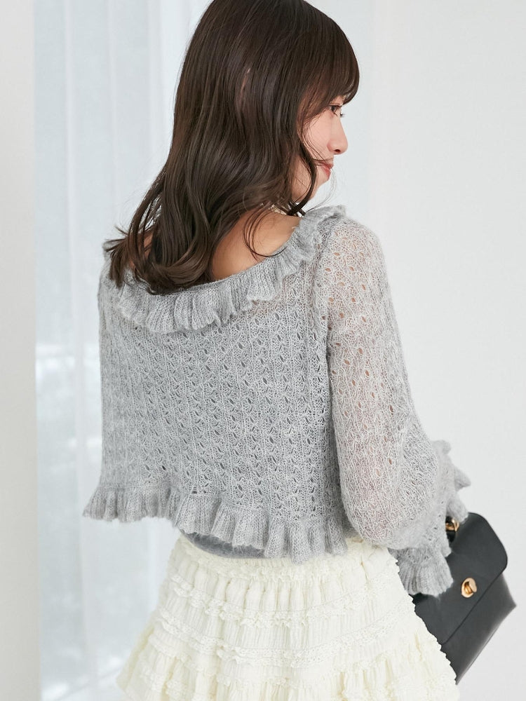マジェスティックレゴン MAJESTIC LEGON フリルカーデ×リボンインナーセット （グレー） グレー