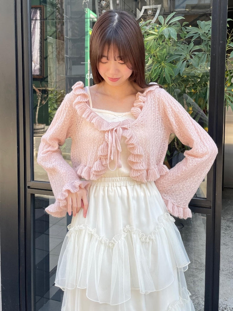 マジェスティックレゴン MAJESTIC LEGON フリルカーデ×リボンインナーセット （グレー） グレー