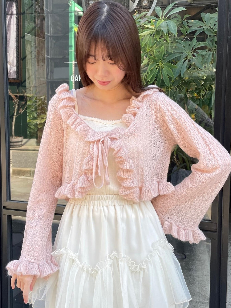 マジェスティックレゴン MAJESTIC LEGON フリルカーデ×リボンインナーセット （グレー） グレー