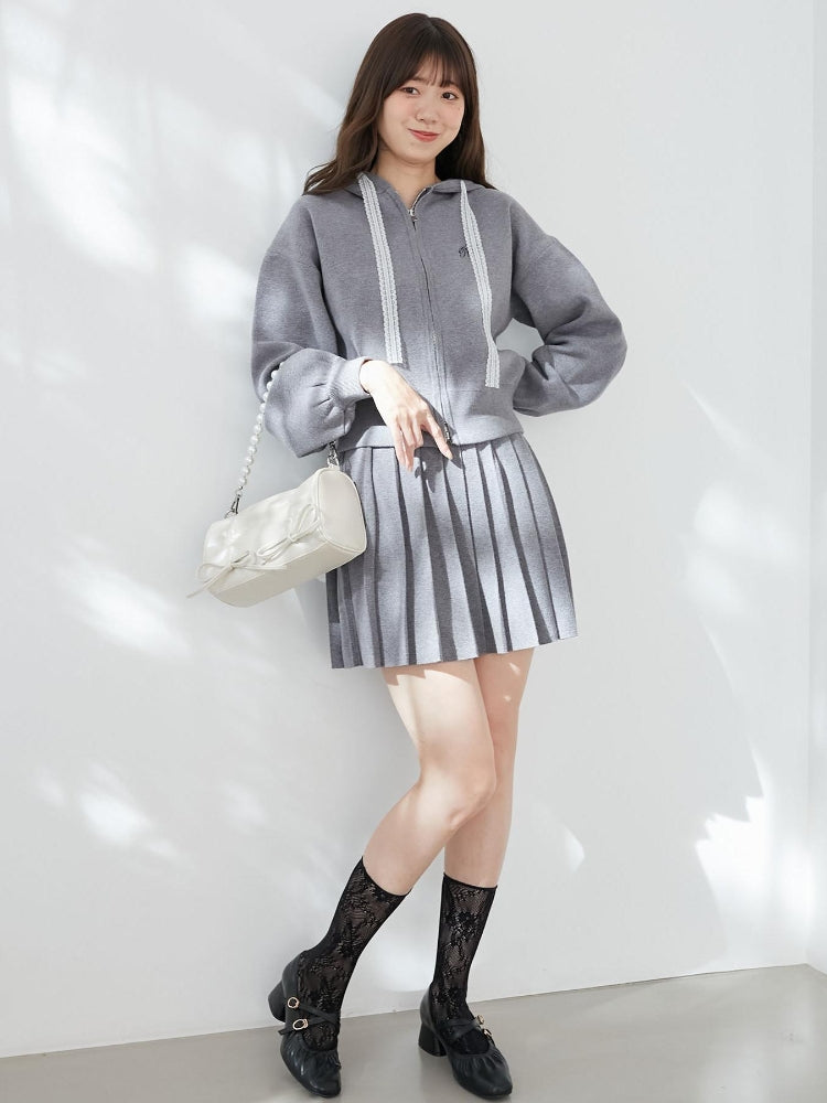 マジェスティックレゴン MAJESTIC LEGON ニットプリーツミニスカパン （ブラック） ブラック