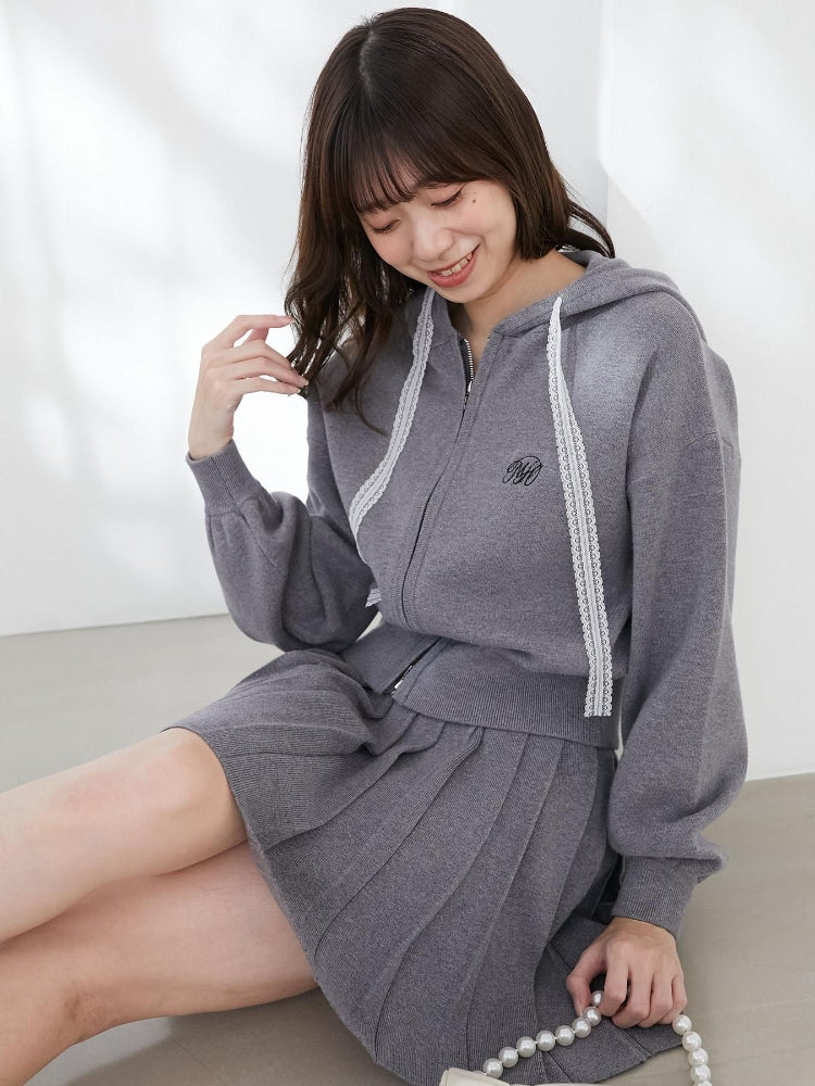 マジェスティックレゴン MAJESTIC LEGON ニットプリーツミニスカパン （ブラック） ブラック