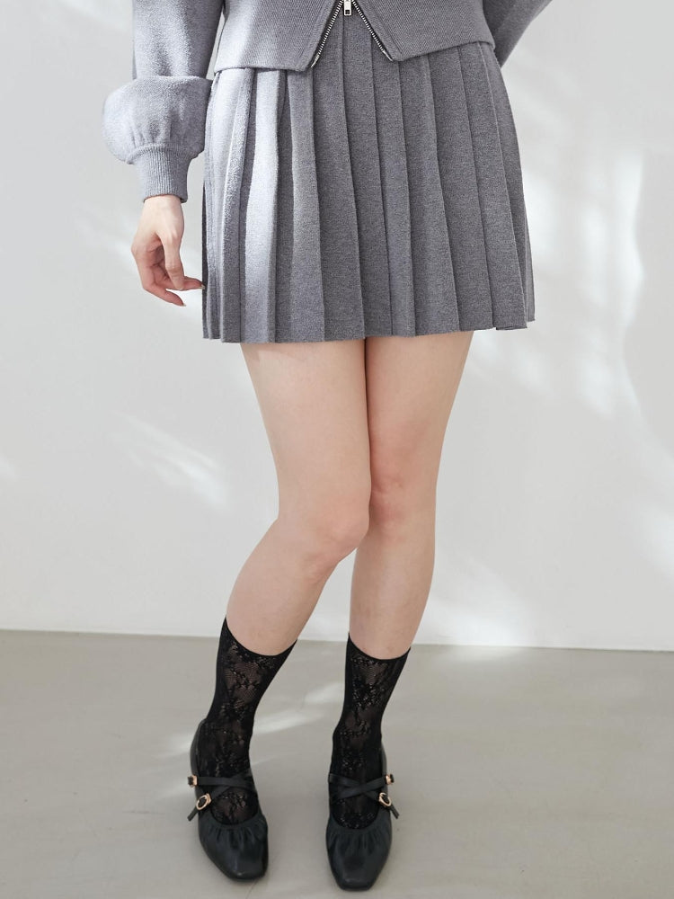 マジェスティックレゴン MAJESTIC LEGON ニットプリーツミニスカパン （ブラック） ブラック