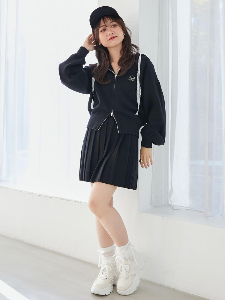 マジェスティックレゴン MAJESTIC LEGON ニットプリーツミニスカパン （ブラック） ブラック