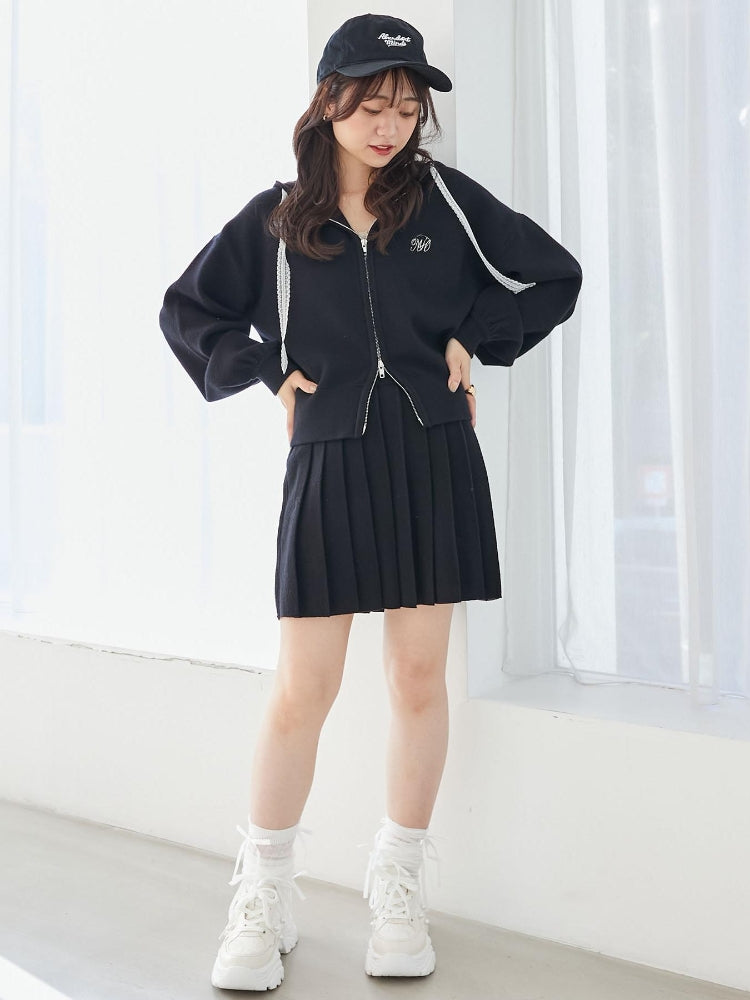 マジェスティックレゴン MAJESTIC LEGON ニットプリーツミニスカパン （ブラック） ブラック