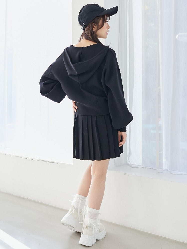 マジェスティックレゴン MAJESTIC LEGON ニットプリーツミニスカパン （ブラック） ブラック