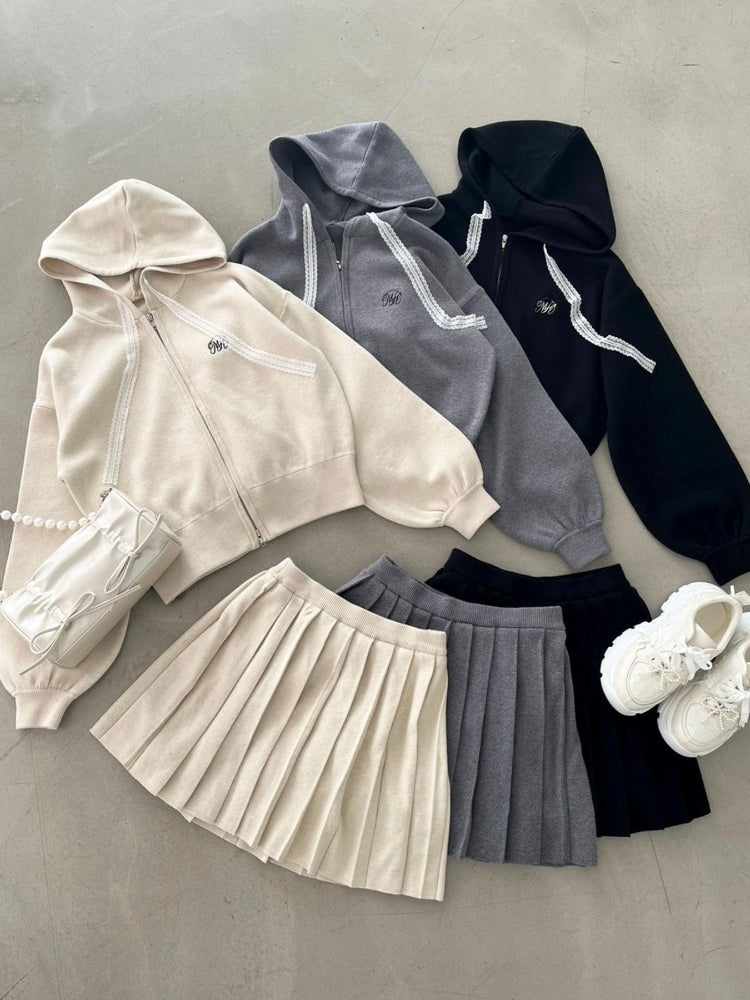 マジェスティックレゴン MAJESTIC LEGON ニットプリーツミニスカパン （ブラック） ブラック