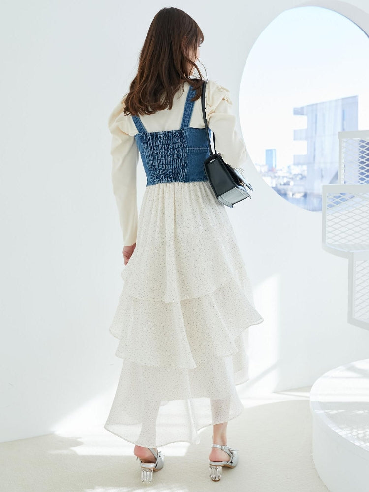 マジェスティックレゴン MAJESTIC LEGON エアリーティアードスカート （ホワイト） ホワイト