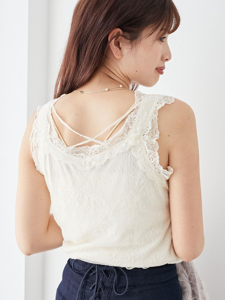 マジェスティックレゴン MAJESTIC LEGON レースクロスタンク （ホワイト） ホワイト