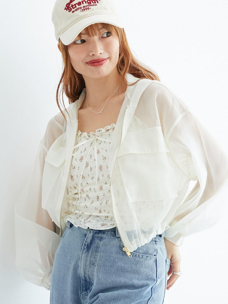 マジェスティックレゴン MAJESTIC LEGON シアーフードブルゾン （ブラック） ブラック