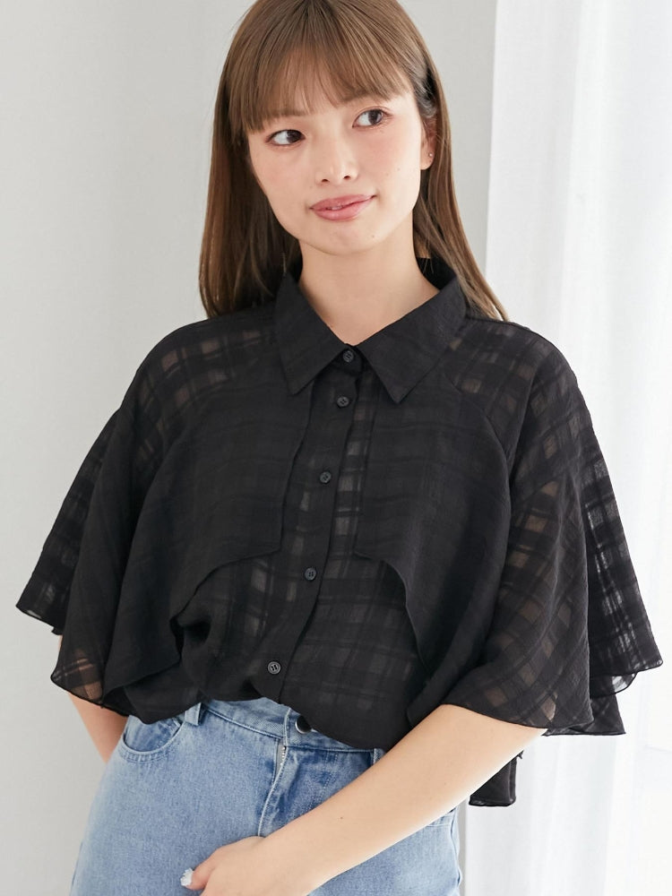 マジェスティックレゴン MAJESTIC LEGON シアーケープブラウス （ホワイト） ホワイト
