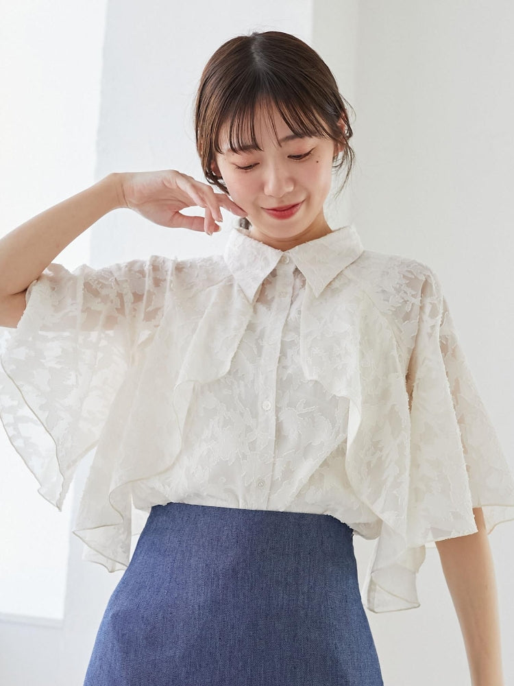 マジェスティックレゴン MAJESTIC LEGON シアーケープブラウス （ホワイト） ホワイト