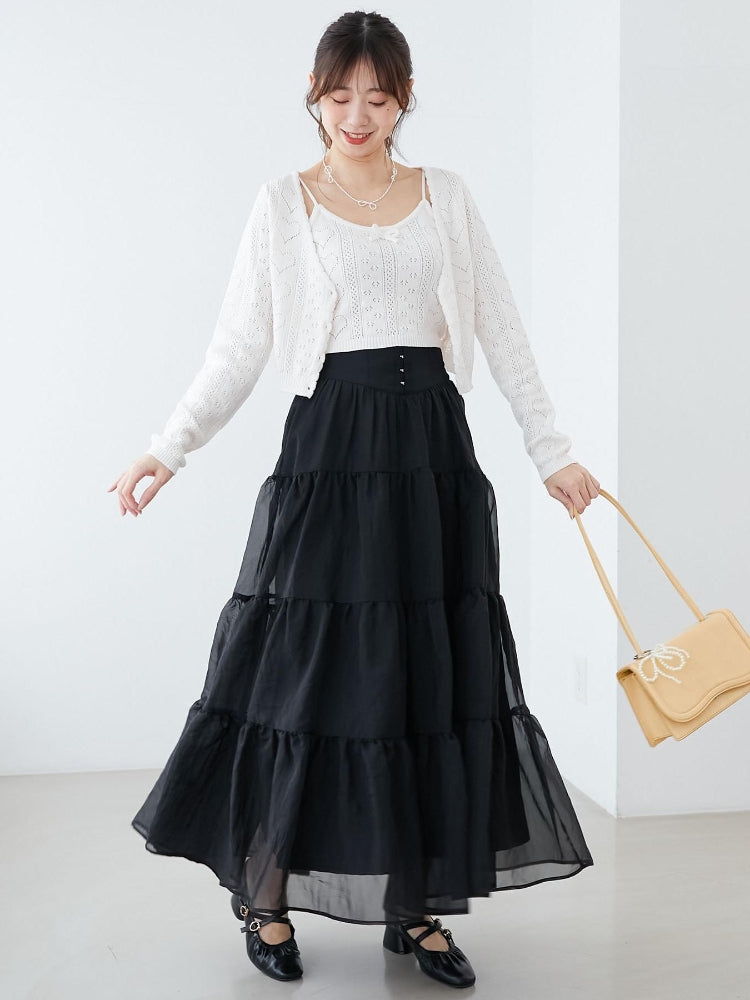 マジェスティックレゴン MAJESTIC LEGON ハート透かし柄キャミセットカーデ （レッド） レッド