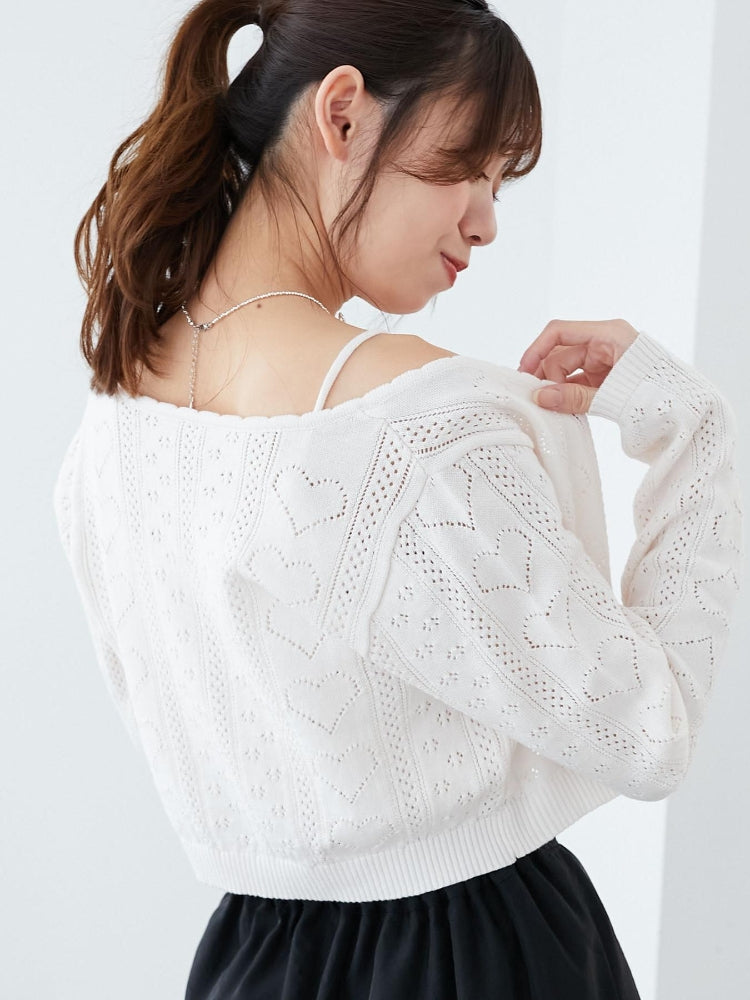 マジェスティックレゴン MAJESTIC LEGON ハート透かし柄キャミセットカーデ （レッド） レッド