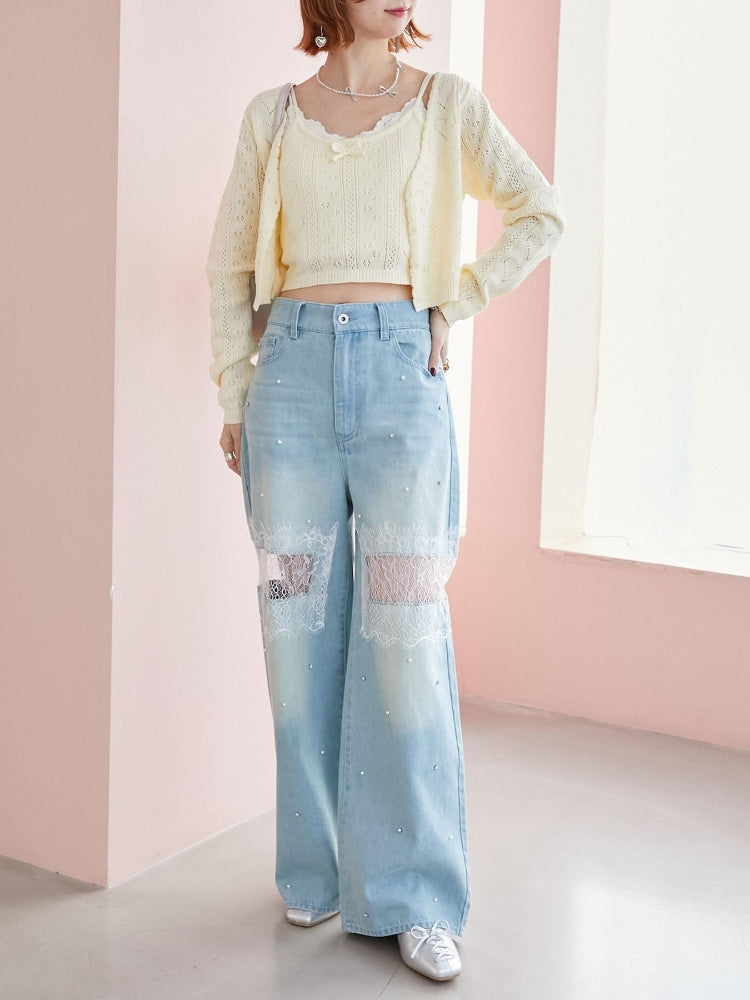 マジェスティックレゴン MAJESTIC LEGON ハート透かし柄キャミセットカーデ （レッド） レッド