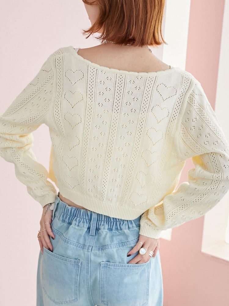 マジェスティックレゴン MAJESTIC LEGON ハート透かし柄キャミセットカーデ （レッド） レッド