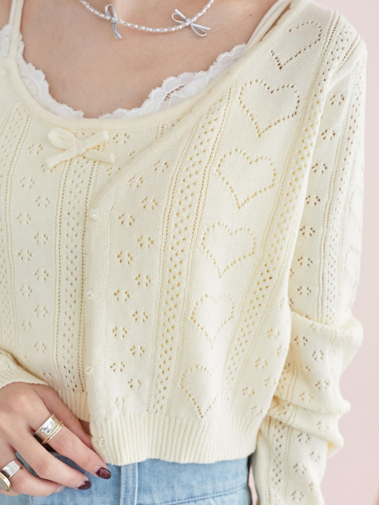 マジェスティックレゴン MAJESTIC LEGON ハート透かし柄キャミセットカーデ （レッド） レッド