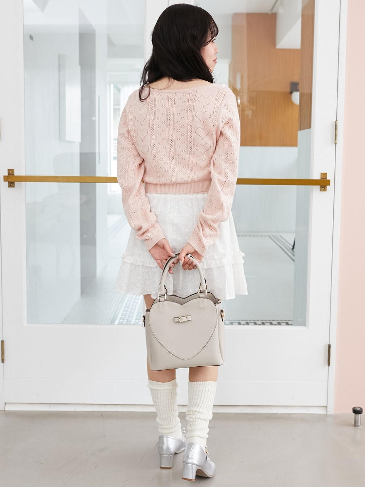 マジェスティックレゴン MAJESTIC LEGON ハート透かし柄キャミセットカーデ （レッド） レッド