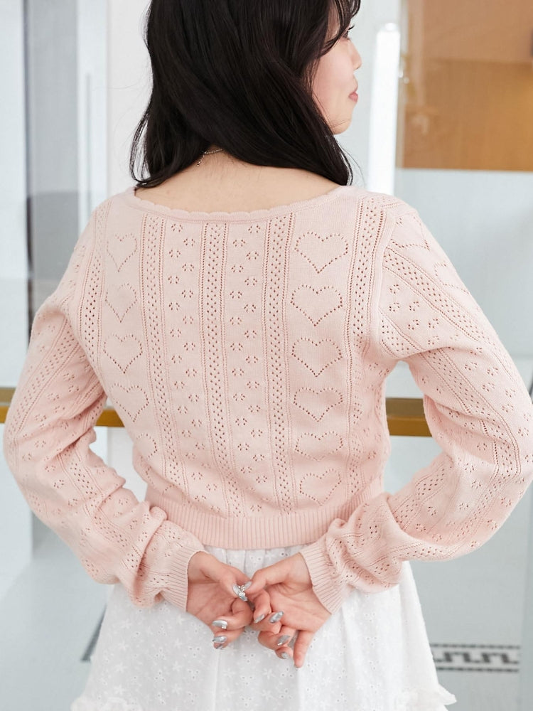 マジェスティックレゴン MAJESTIC LEGON ハート透かし柄キャミセットカーデ （レッド） レッド