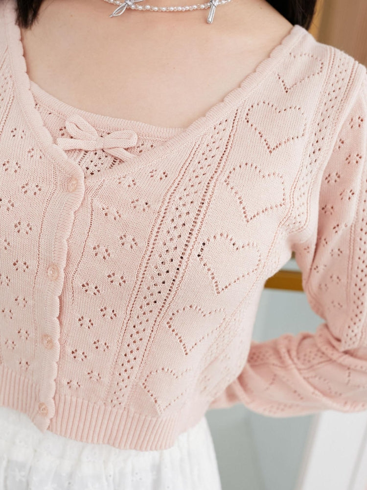 マジェスティックレゴン MAJESTIC LEGON ハート透かし柄キャミセットカーデ （レッド） レッド