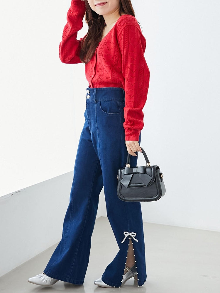 マジェスティックレゴン MAJESTIC LEGON ハート透かし柄キャミセットカーデ （レッド） レッド