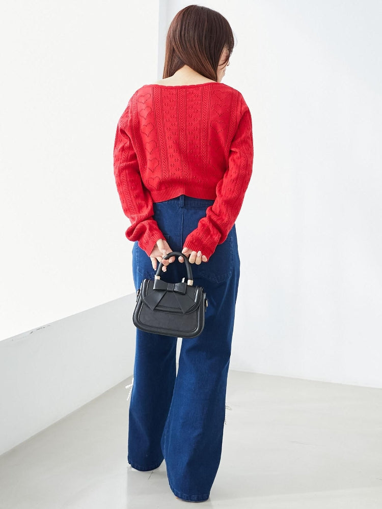 マジェスティックレゴン MAJESTIC LEGON ハート透かし柄キャミセットカーデ （レッド） レッド