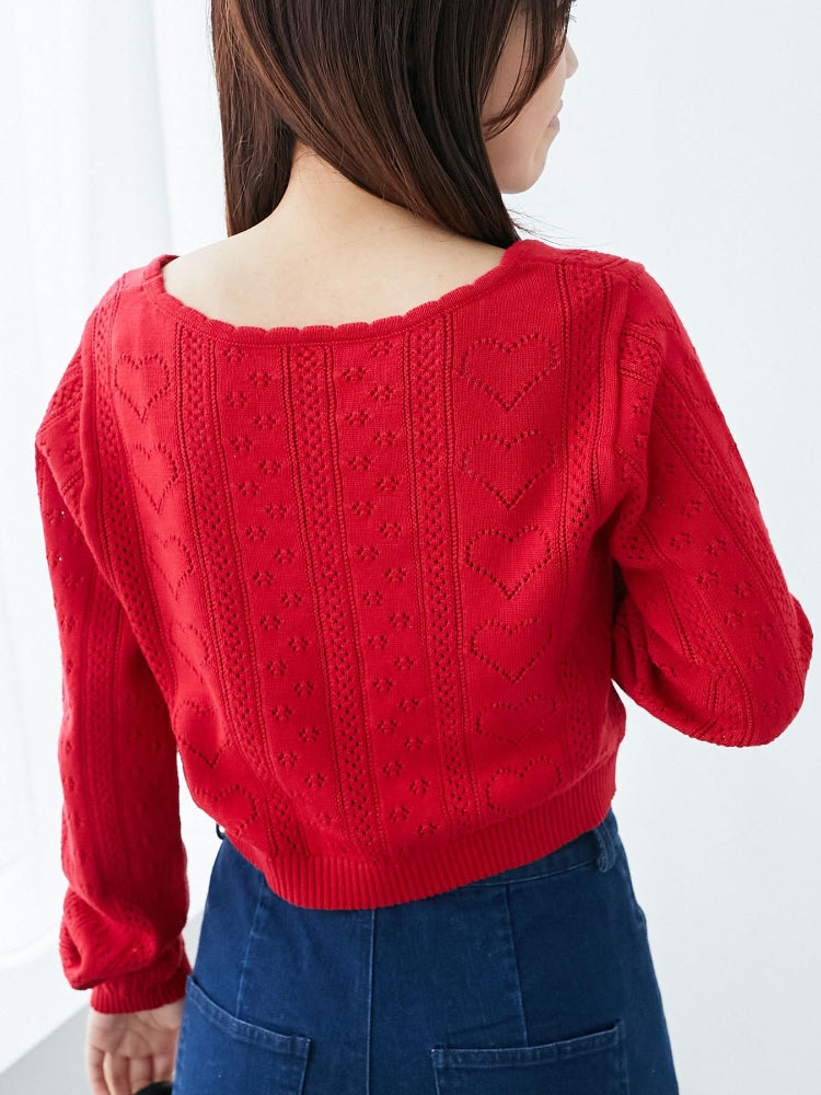 マジェスティックレゴン MAJESTIC LEGON ハート透かし柄キャミセットカーデ （レッド） レッド