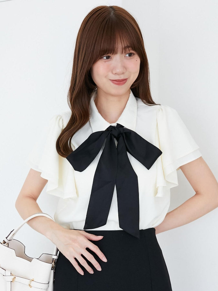 マジェスティックレゴン MAJESTIC LEGON 2wayフリルスリーブブラウス （ホワイト） ホワイト