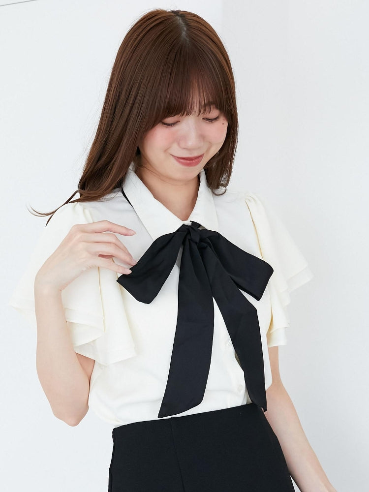 マジェスティックレゴン MAJESTIC LEGON 2wayフリルスリーブブラウス （ホワイト） ホワイト