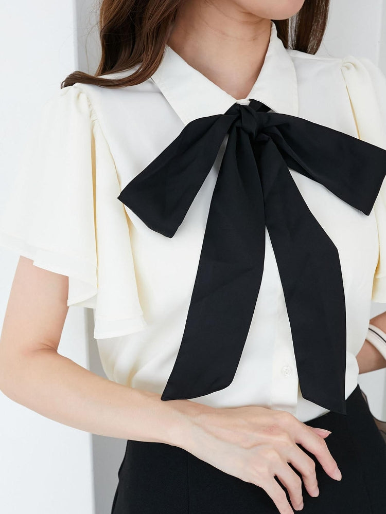 マジェスティックレゴン MAJESTIC LEGON 2wayフリルスリーブブラウス （ホワイト） ホワイト