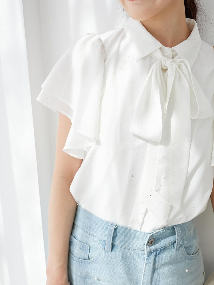 マジェスティックレゴン MAJESTIC LEGON 2wayフリルスリーブブラウス （ホワイト） ホワイト