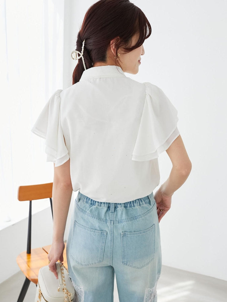 マジェスティックレゴン MAJESTIC LEGON 2wayフリルスリーブブラウス （ホワイト） ホワイト